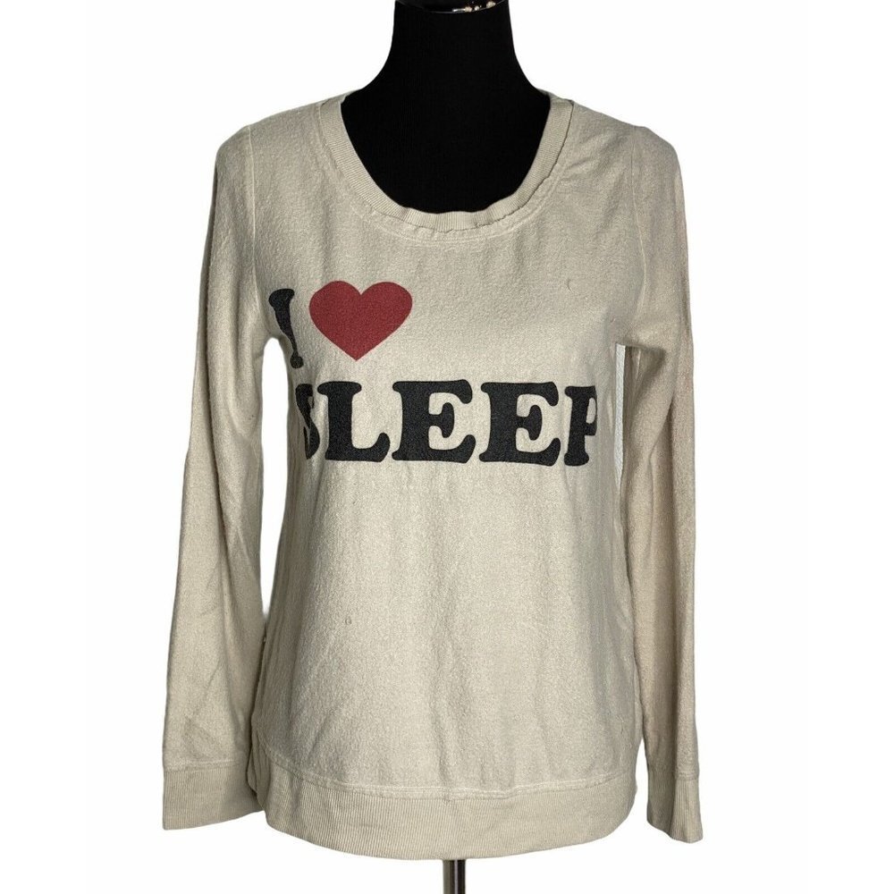 Chaser Womens Cream‎ Long Sleeve Crew Neck Comfort Pullover Sweatshirt SZ M